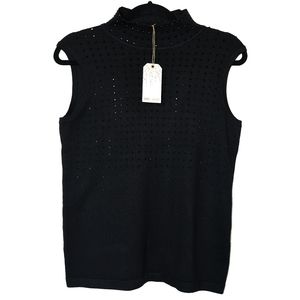 Black Mock Neck Sleeveless Top